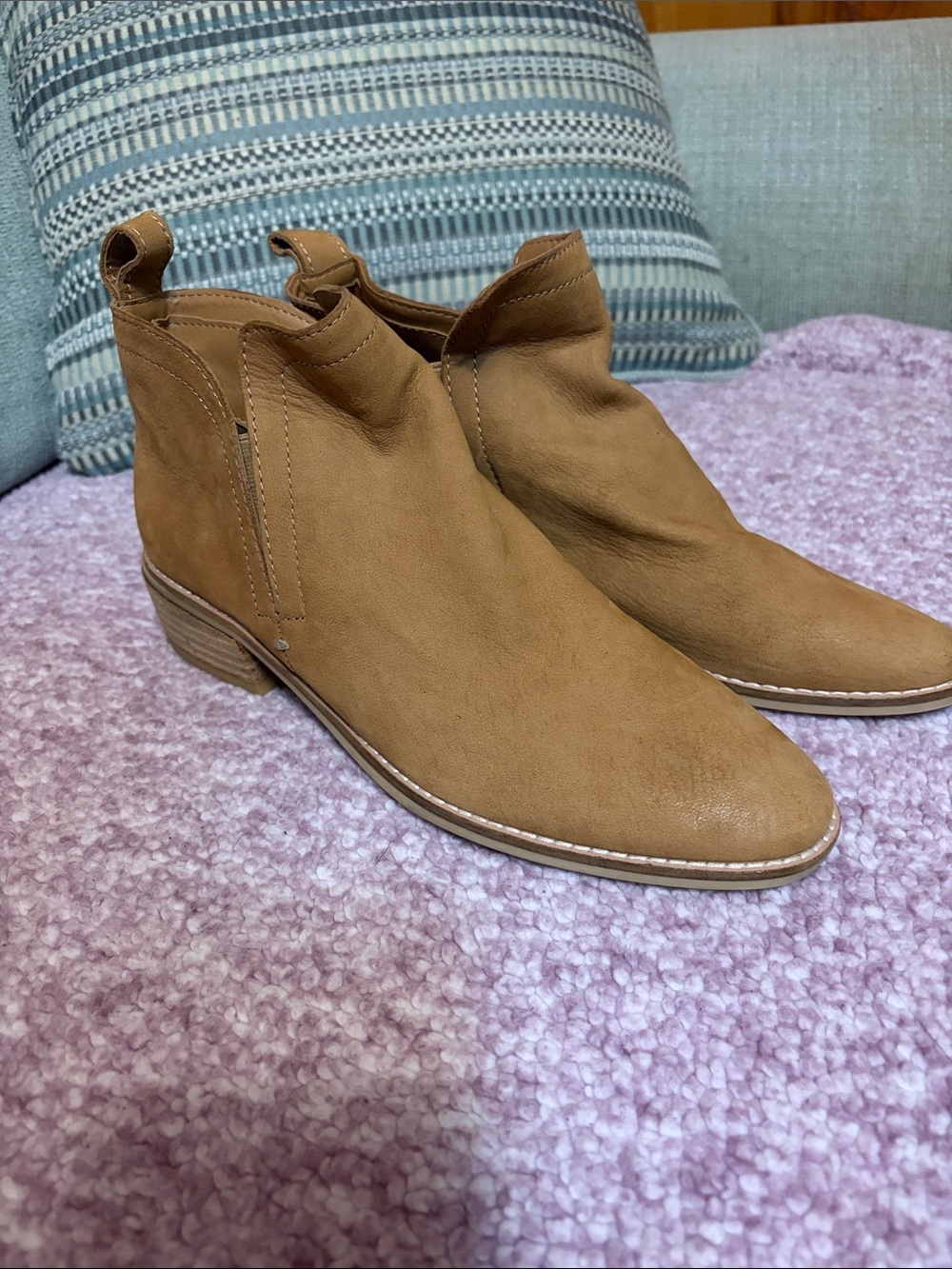 Dolce Vita Tan Suede Chelsea Ankle Booties